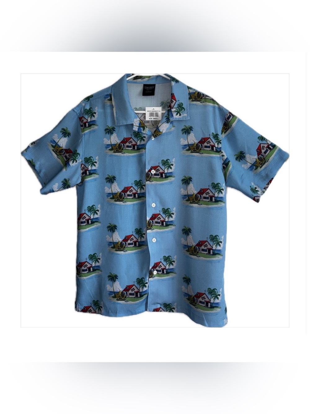 Dragon Ball Z BioWorld Kame House Button-Up Shirt Rayon - Blue S - NWT